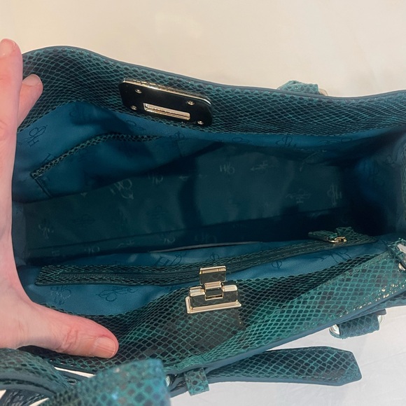 Cole Haan Kendra Tote Vintage Valise II Teal Snake Print - Picture 5 of 8